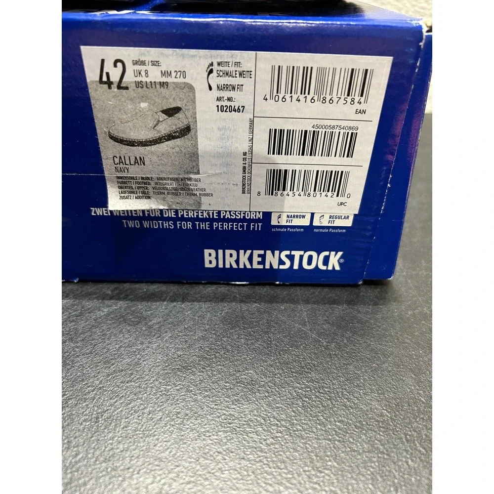 Birkenstock Callan Suede Navy Blue EU 42 US L11 M9 Mens Womens